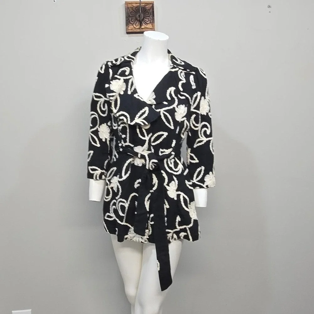 Ark & Co Jacket Medium Floral Embroidery Statement Romantic Whimsigoth Boho Chic